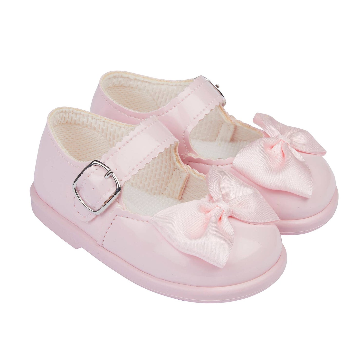 H505 Girls buckle first walker with matching satin bow