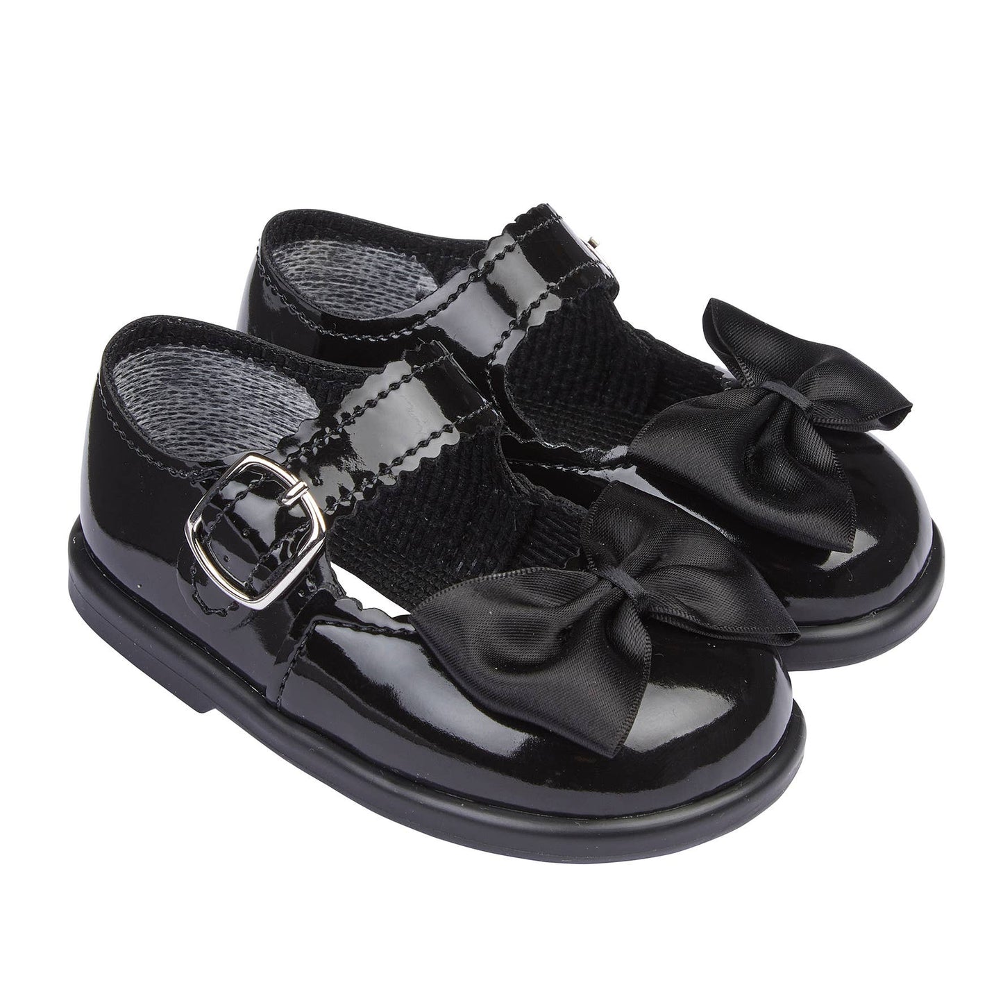 H505 Girls buckle first walker with matching satin bow