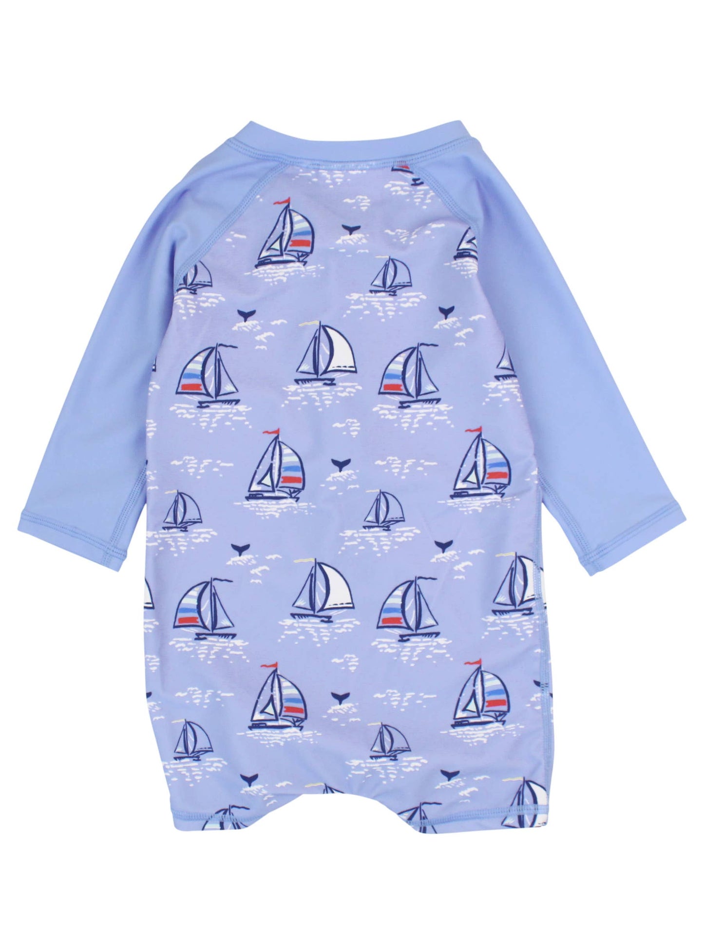 Baby Boys Blue Seas the Day Long Sleeve One Piece Rash Guard Swimsuit