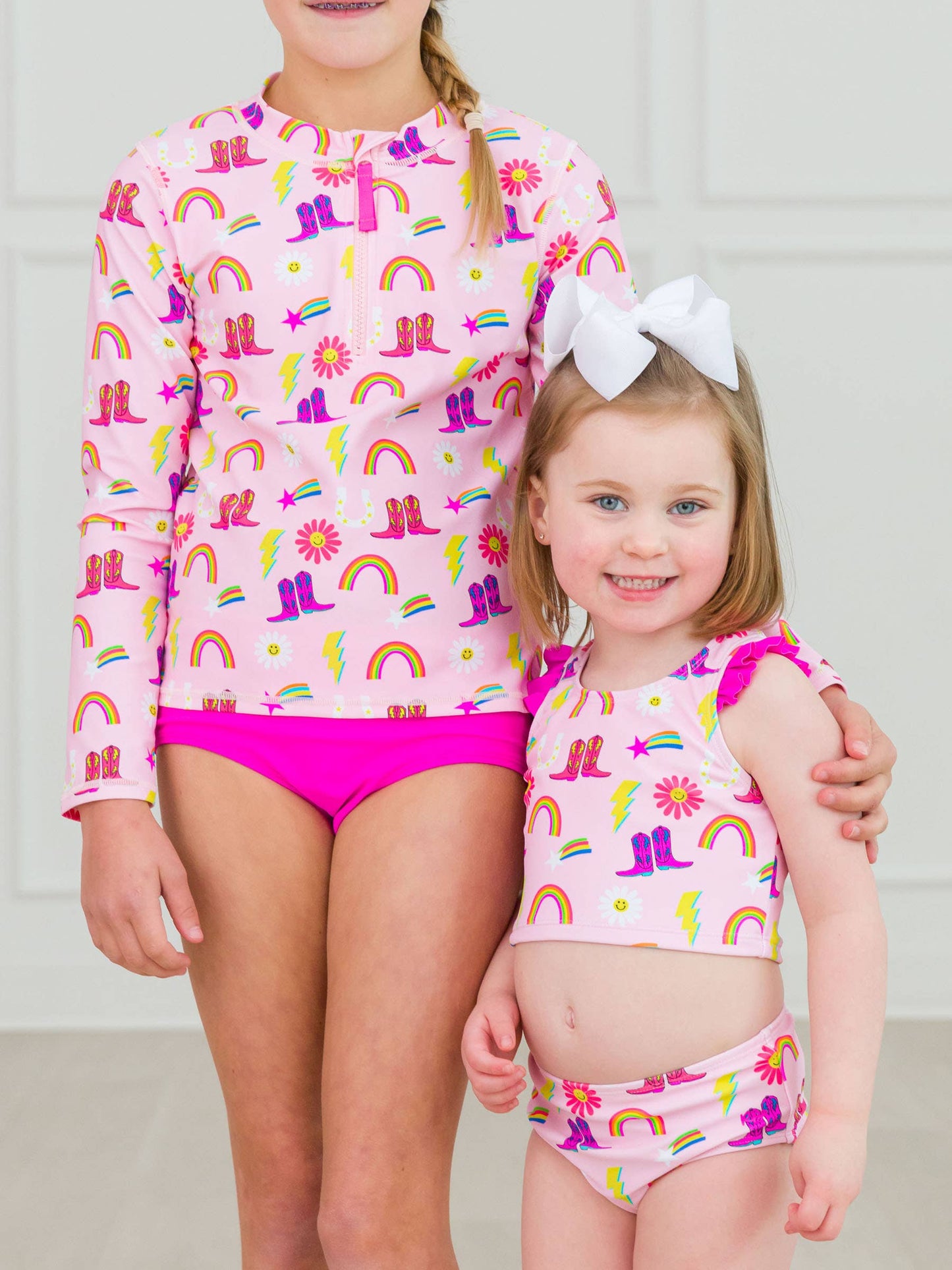 Girls Cowgirl Cutie Racerback Flutter Tankini 2-Piece Swimsuit