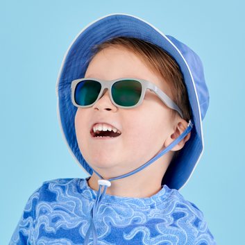 Babiators Sun Hat: Blue Stone with White Piping