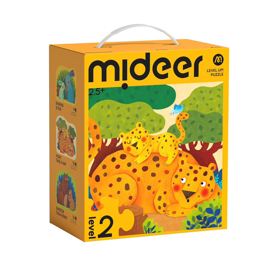 Mideer Level Up! Puzzles with Storage Bag - Level 2: Animal Families 9P-16P