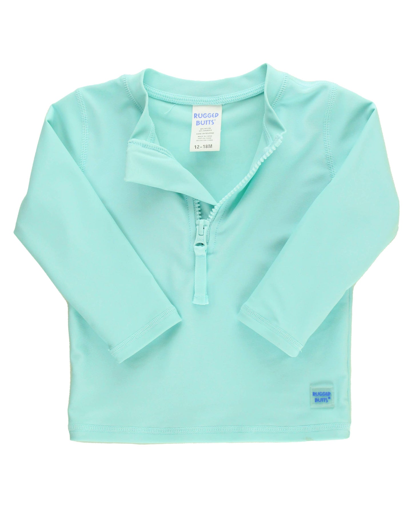 Boys Vintage Aqua Long Sleeve Zipper Rash Guard