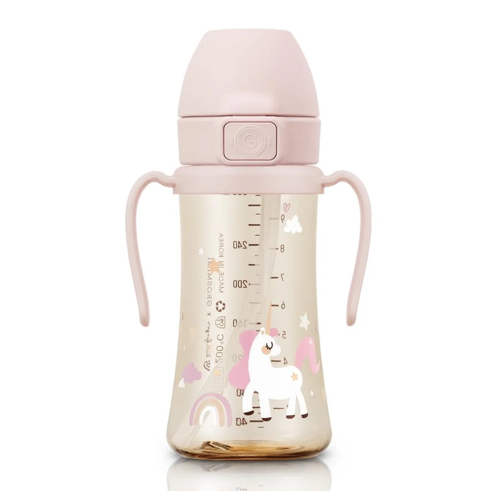 Grosmimi PPSU Straw Cup with Flip Top - 10oz (300ml) Stage 2 Straw