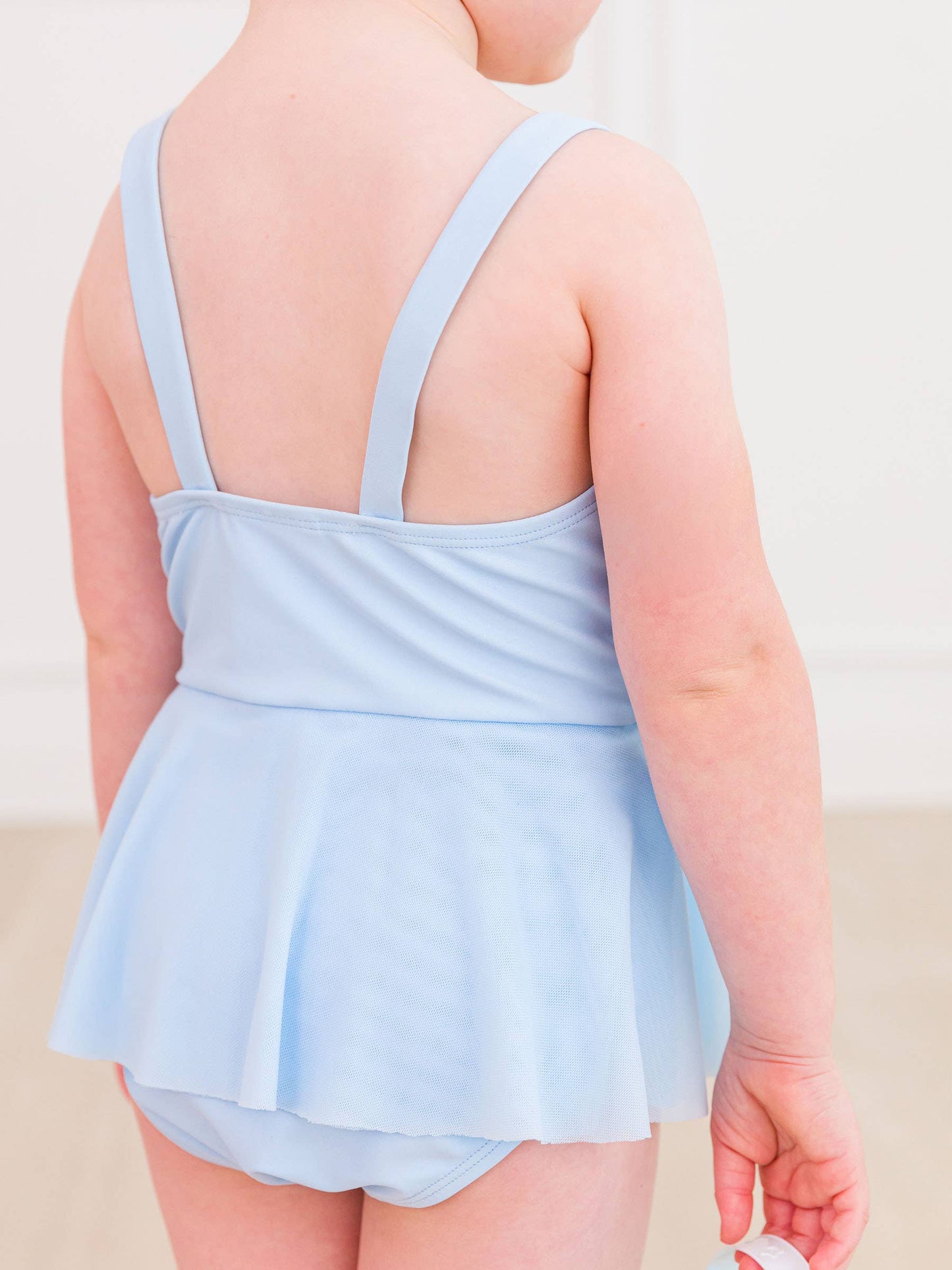 Girls Crystal Blue Princess Dress-Up One Piece Swimsuit