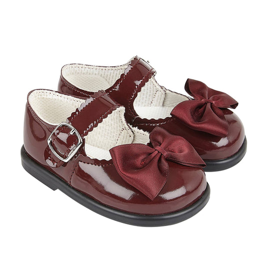 H505 Girls buckle first walker with matching satin bow