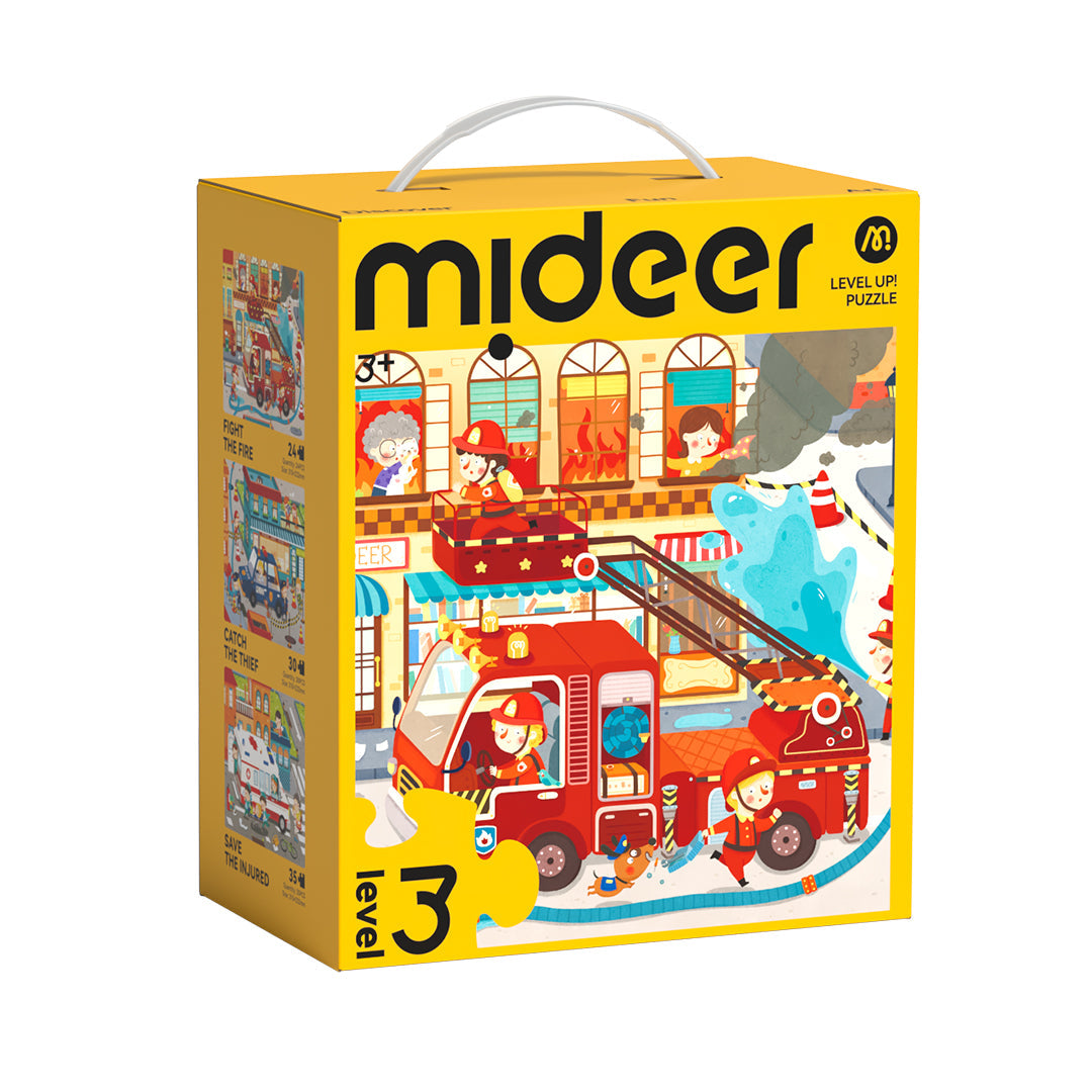Mideer Level Up! Puzzles with Storage Bag - Level 3: Busy Community Helpers 24P-35P
