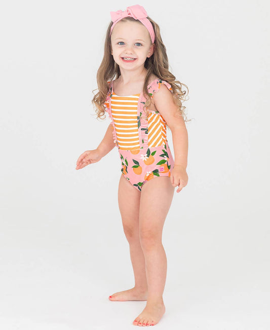 Girls Orange You The Sweetest Pinafore One Piece Swimsuit