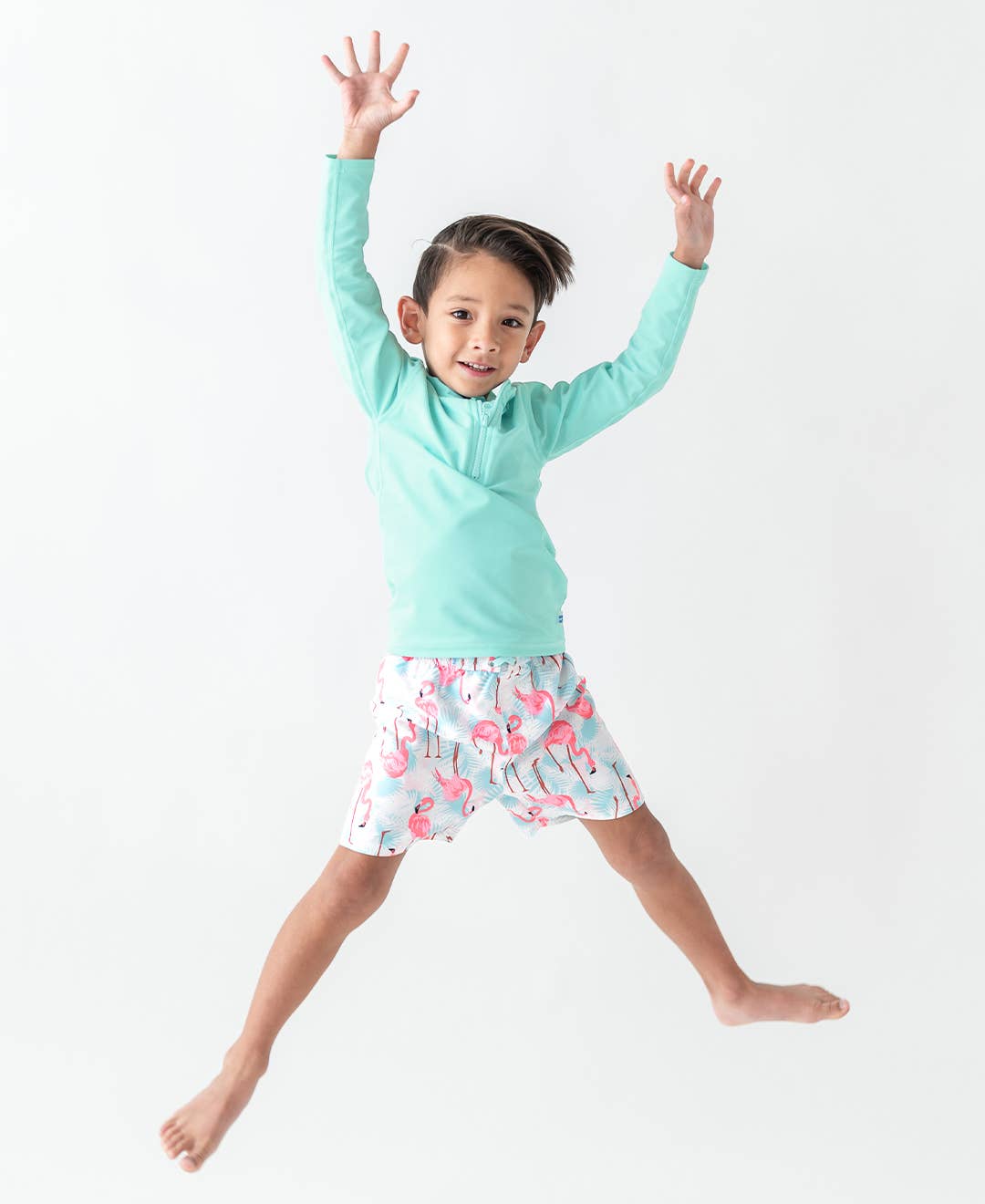 Boys Vintage Aqua Long Sleeve Zipper Rash Guard