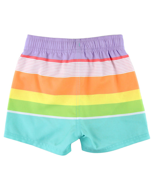 Boys Island Rainbow Multi-Stripe Swim Trunks