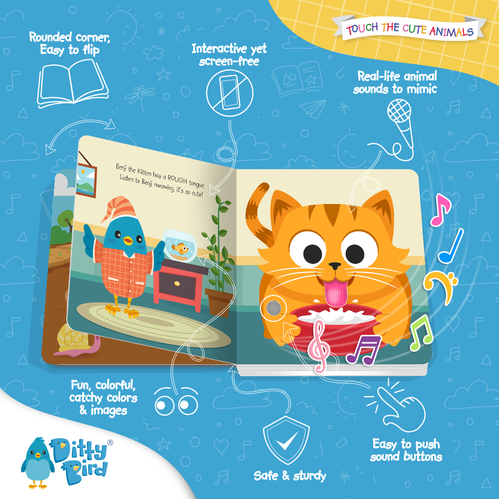 Ditty Bird First Sensory Book Montessori Method Cute Animals
