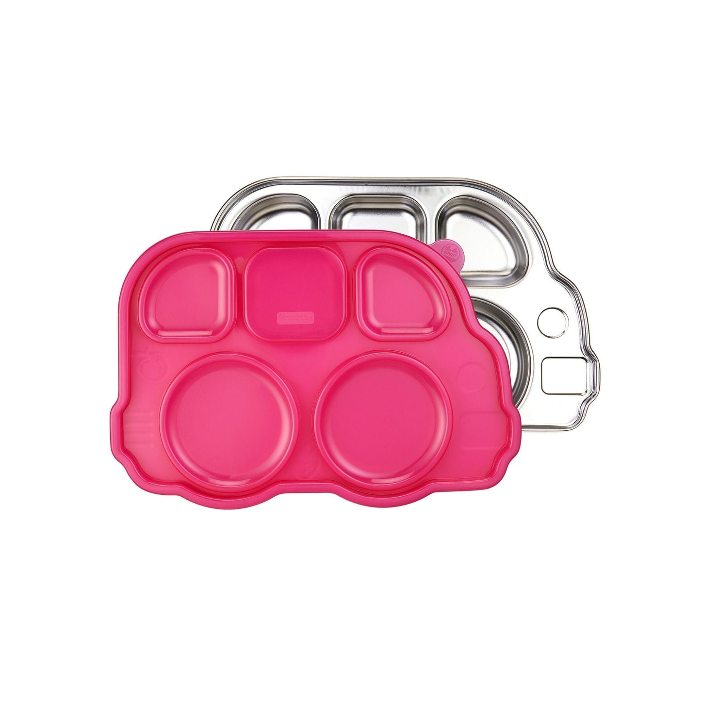Innobaby DIN DIN SMART STAINLESS BUS DIVIDED PLATTER w/ LID