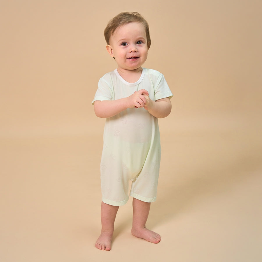 Little Plant Silky Soft TENCEL™ Modal Jacquard Romper - Green Panda