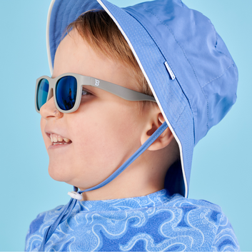 Babiators Sun Hat: Blue Stone with White Piping