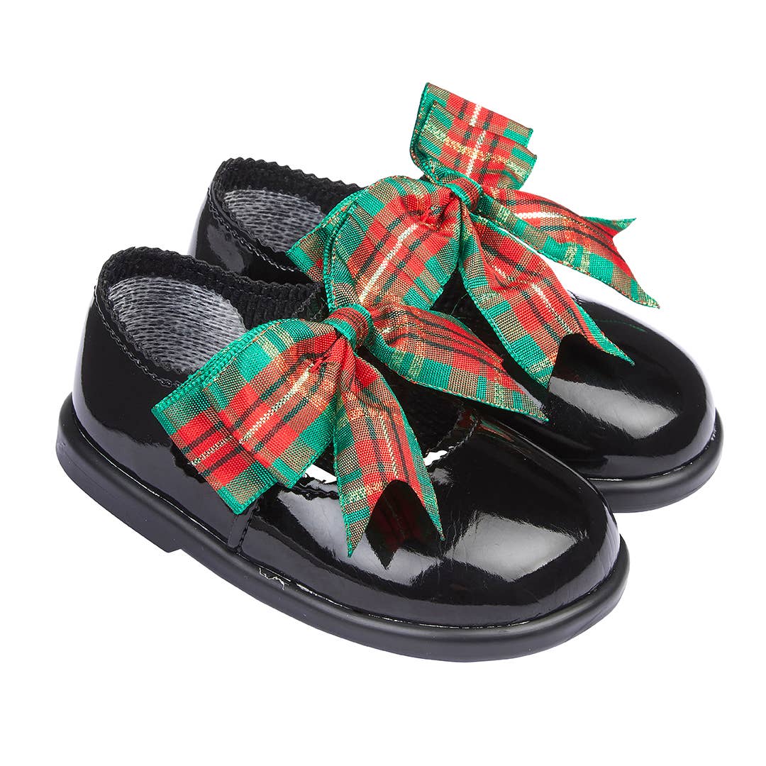 H975 Baypods First Walker Button fastening with Tartan Bows