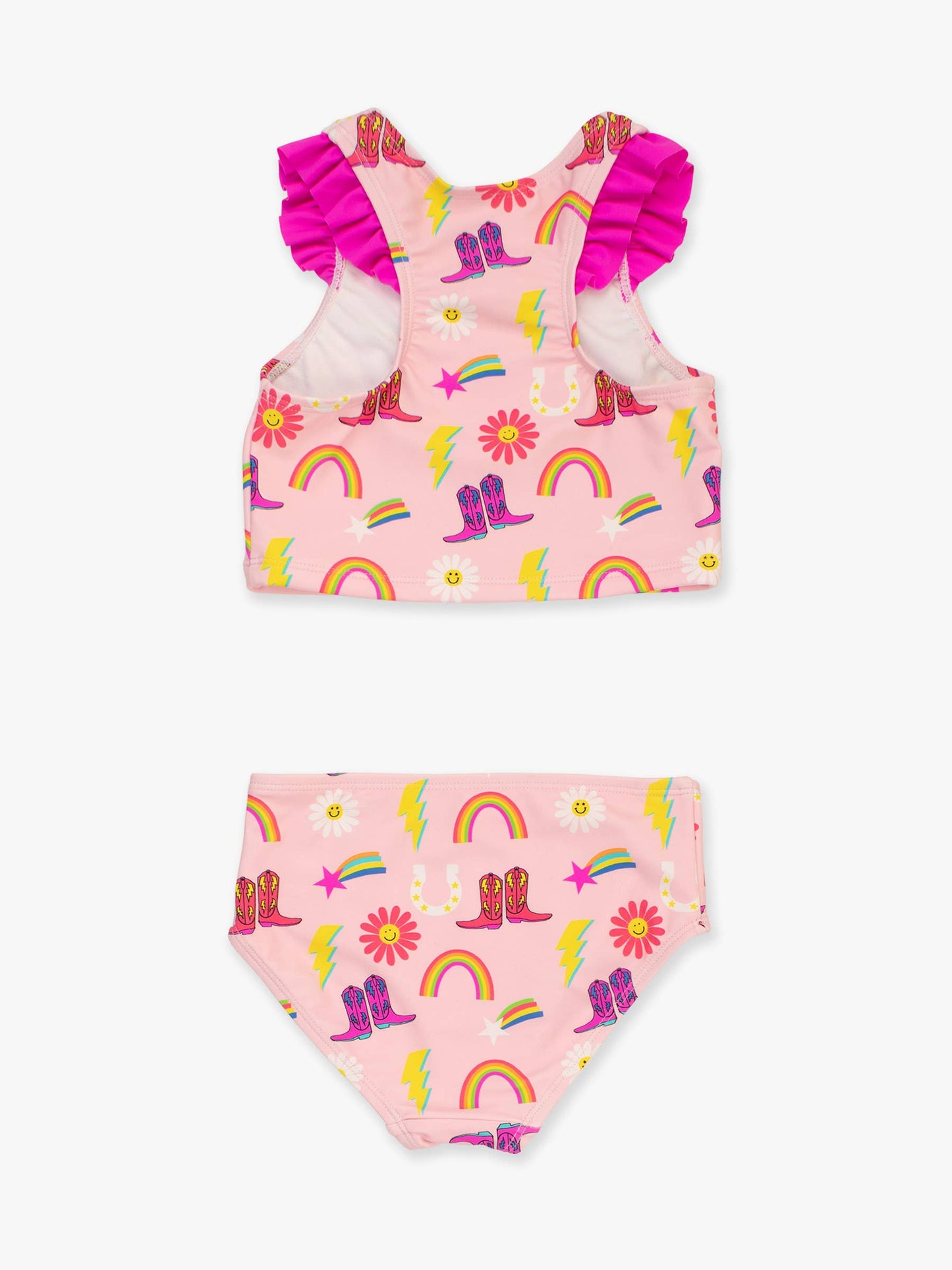 Girls Cowgirl Cutie Racerback Flutter Tankini 2-Piece Swimsuit