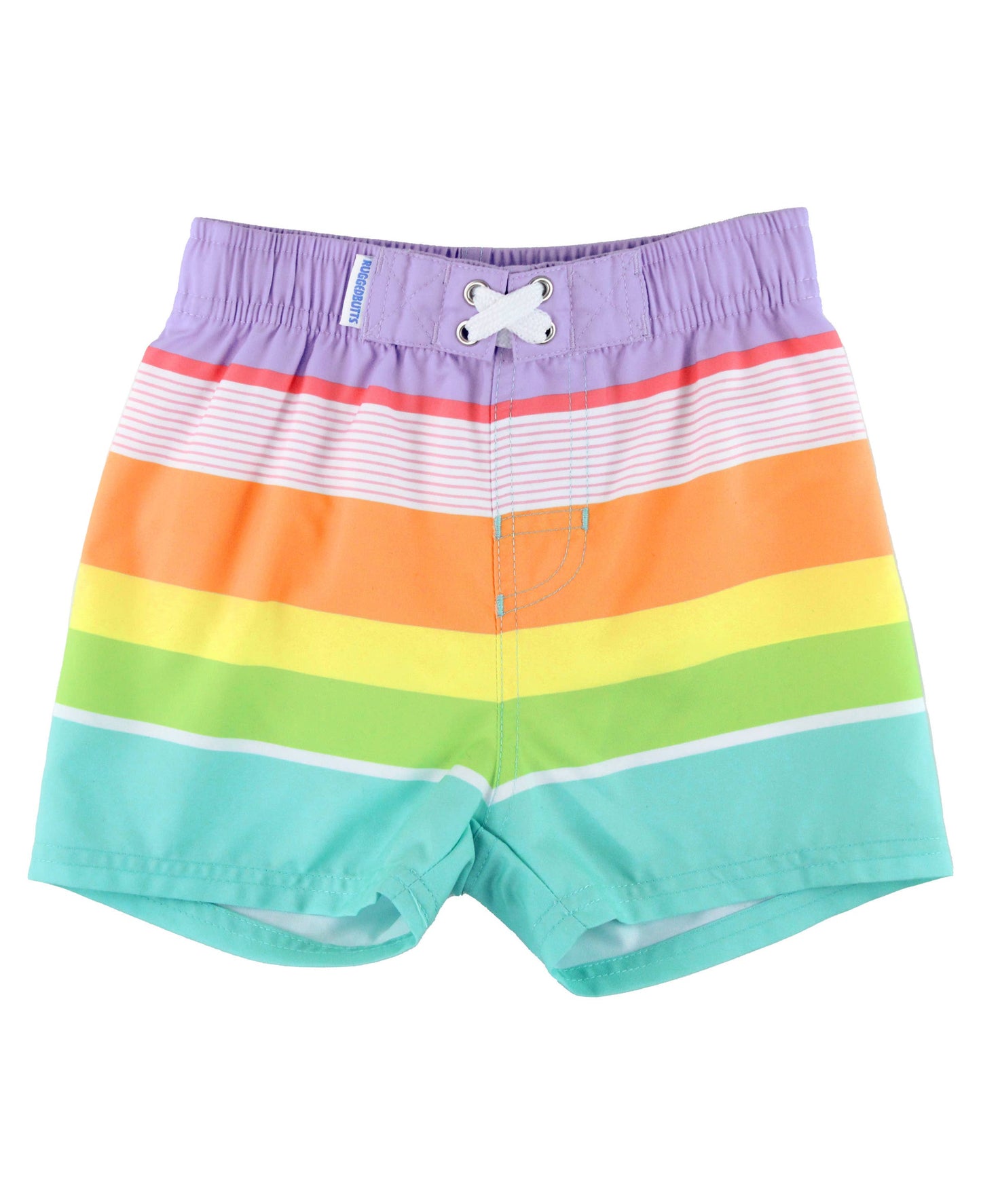 Boys Island Rainbow Multi-Stripe Swim Trunks