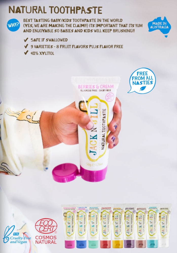 Jack N' Jill Natural Certified Kids Toothpaste Flavor Free