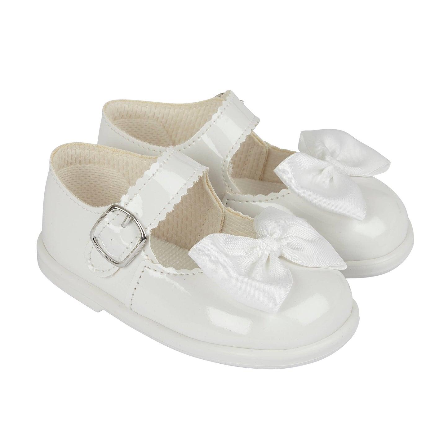 H505 Girls buckle first walker with matching satin bow