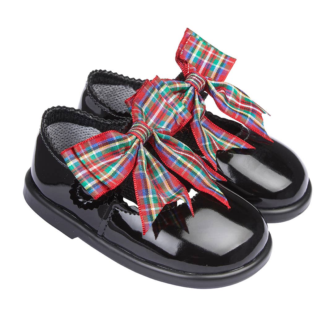 H975 Baypods First Walker Button fastening with Tartan Bows