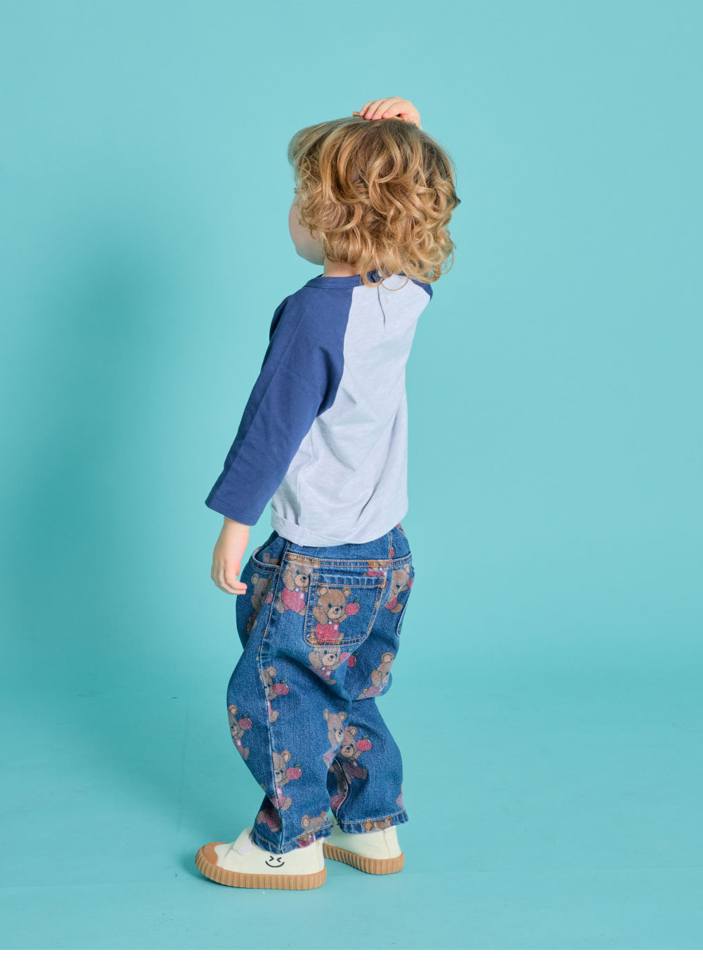 Rototobebe Bear Pattern Denim Pants