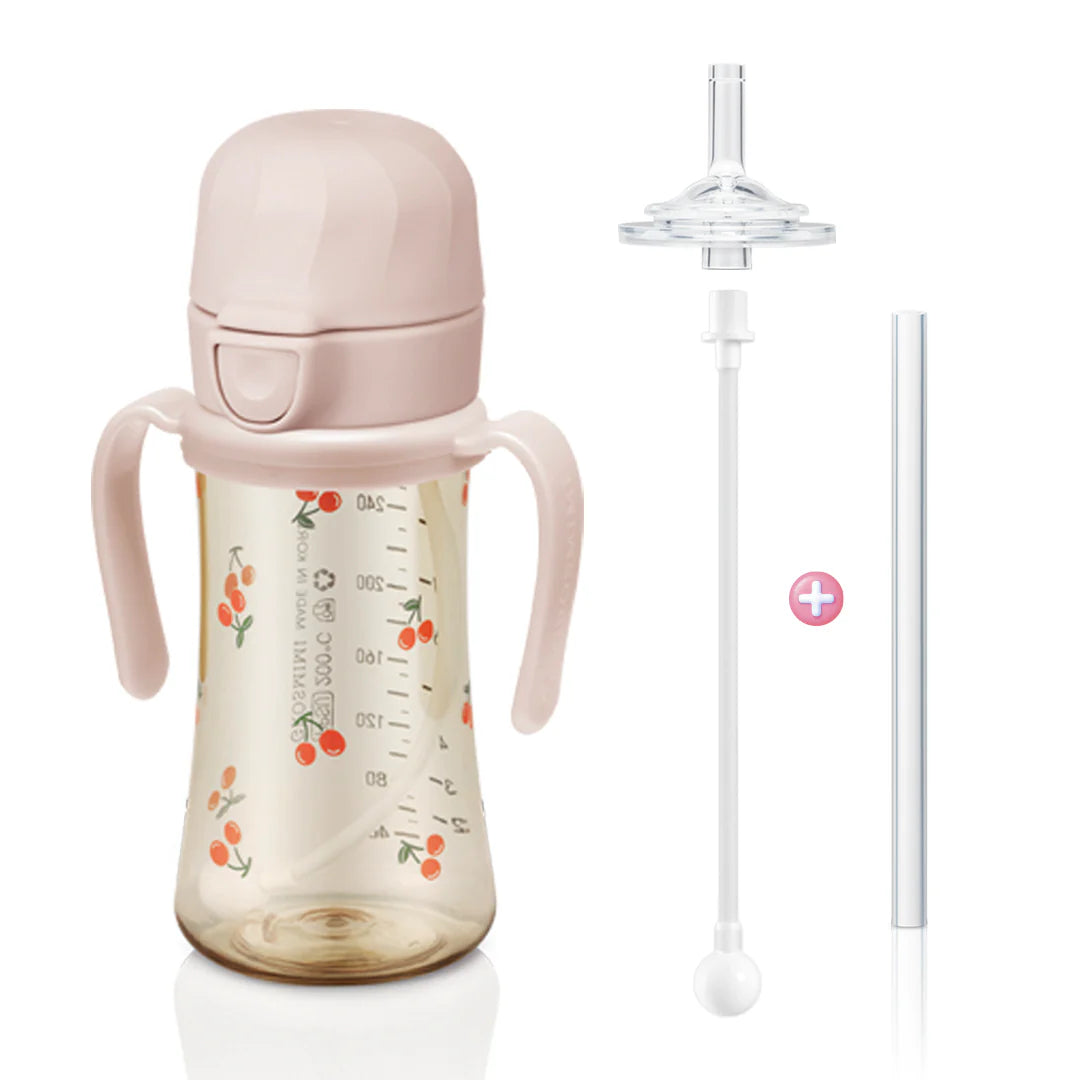 Grosmimi PPSU Straw Cup with Flip Top & Weight - 10oz (300ml