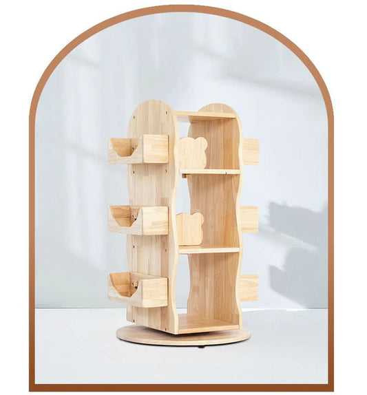 Mesasilla Solid Wood Rotating Bookshelf for Kids