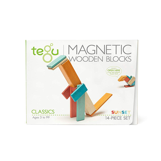 Tegu 14-Piece Set Magnetic Wooden Blocks Tegu Classics