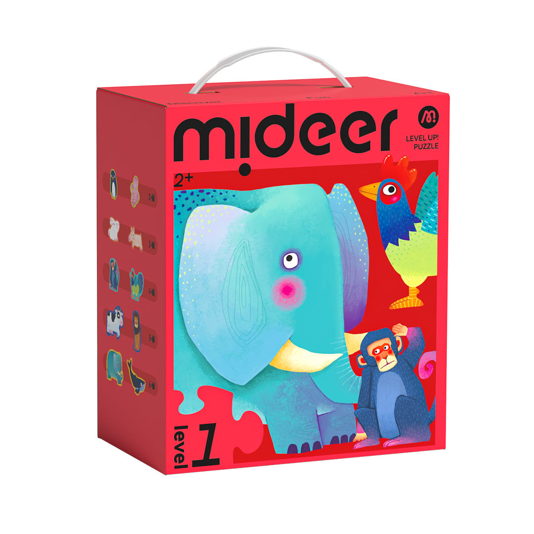 Mideer Level Up! Puzzles with Storage Bag - Level 1: Animals 2P-6P