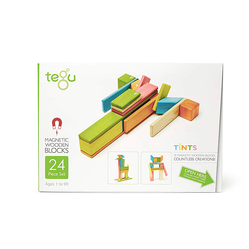 Tegu 24-Piece Set Magnetic Wooden Blocks Tegu Classics