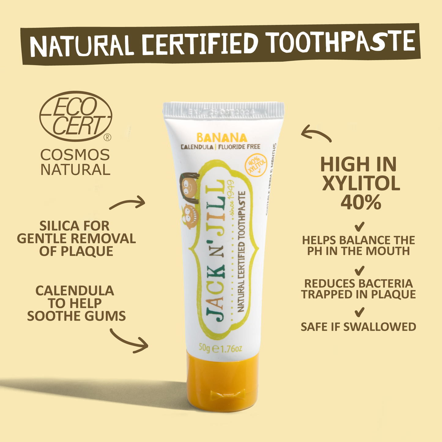 Jack N' Jill Natural Certified Kids Toothpaste Banana 50g