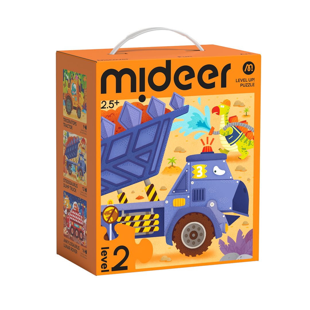 Mideer Level Up! Puzzles with Storage Bag - Level 2: Dinosaur Projects 9P-16P