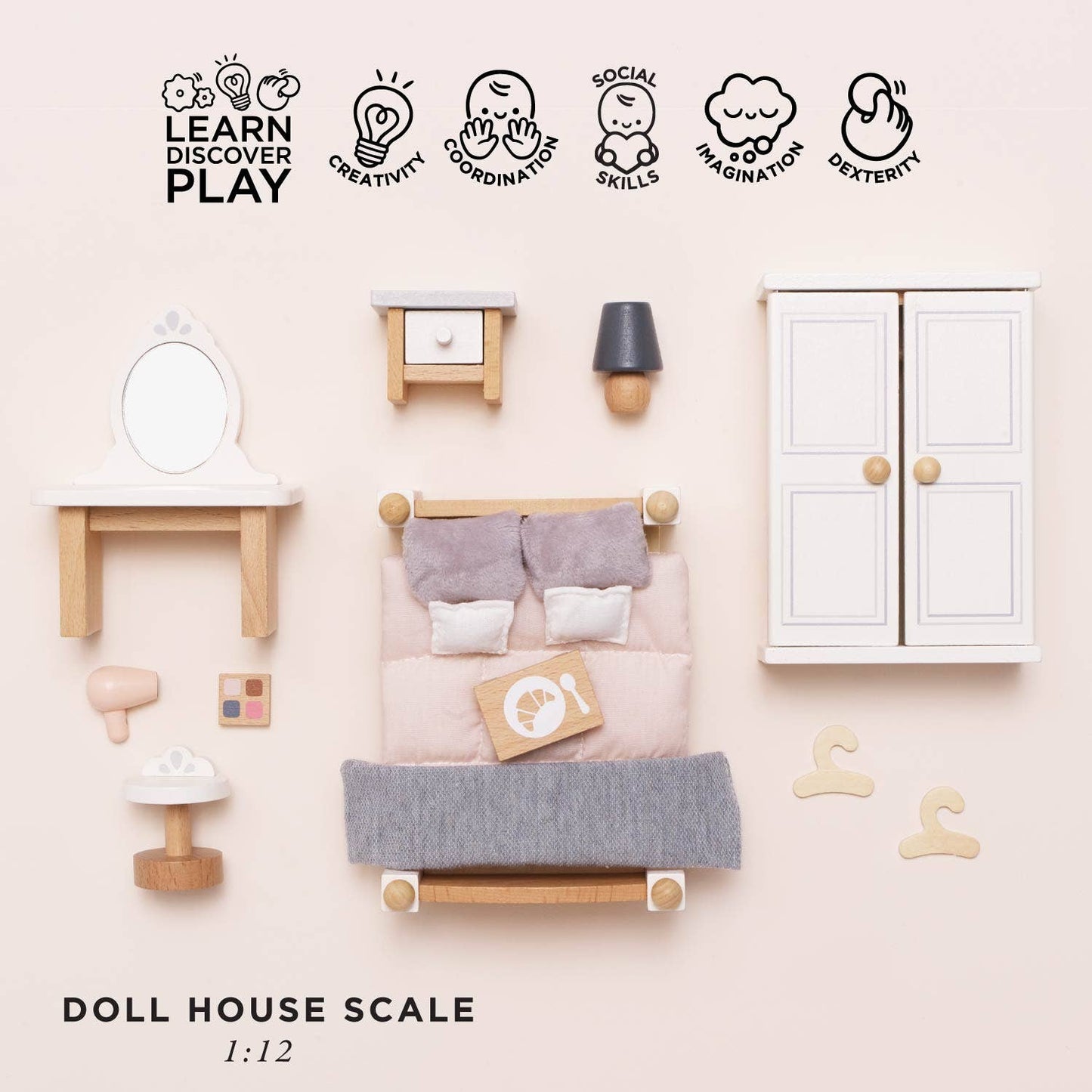 Wooden Dolls House Bedroom