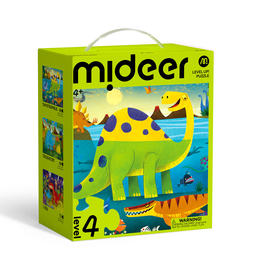 Mideer Level Up! Puzzles with Storage Bag - Level 4: Dinosaur's World 48P-72P