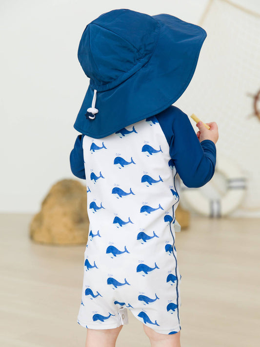 Baby Boys Whale Friends Long Sleeve One Piece Rash Guard Swimsuit