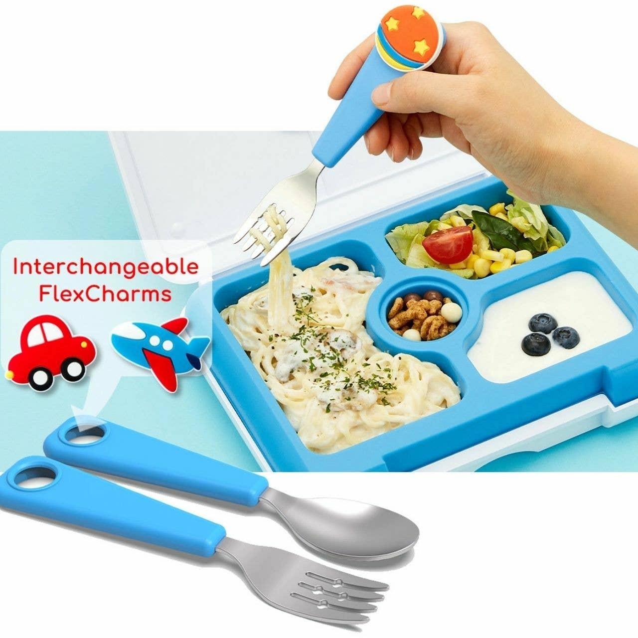 FlexWarez Toddler and Kids Stainless Spoon & Fork Set