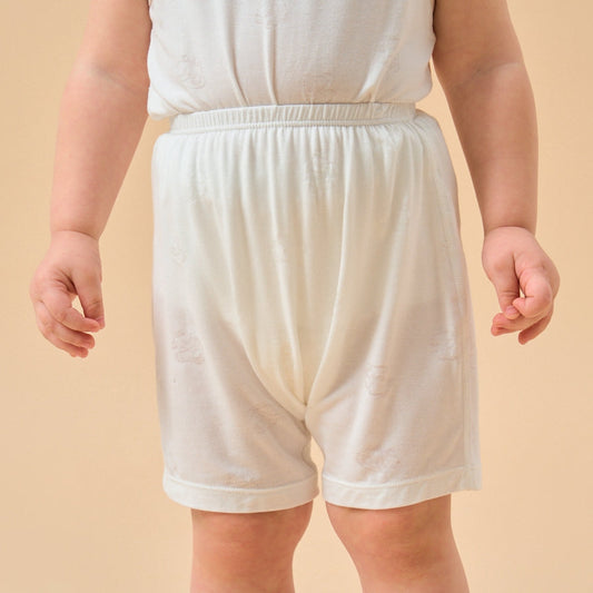 Little Plant Silky Soft TENCEL™ Modal Jacquard Short Pant - White Panda
