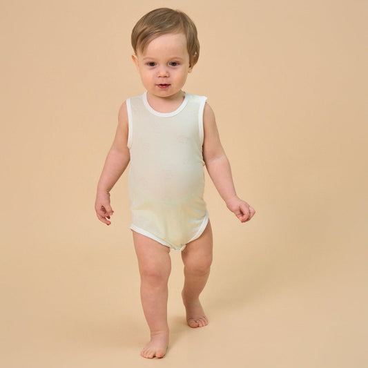 Little Plant Silky Soft TENCEL™ Modal Jacquard Tank Bodysuit - Green Panda