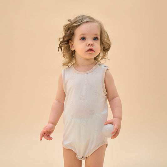 Little Plant Silky Soft TENCEL™ Modal Jacquard Tank Bodysuit - White Panda