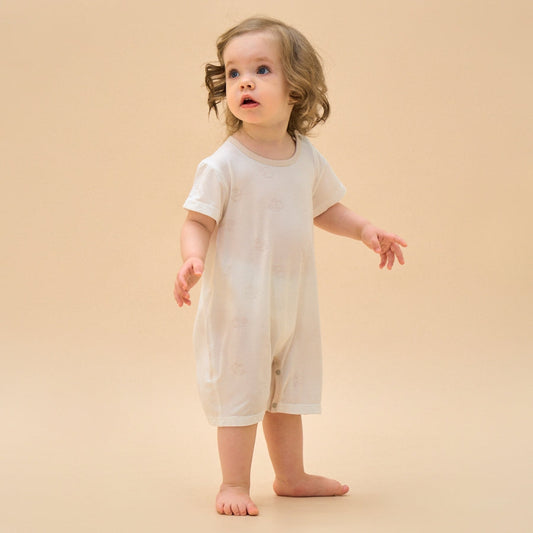 Little Plant Silky Soft TENCEL™ Modal Jacquard Romper - White Panda