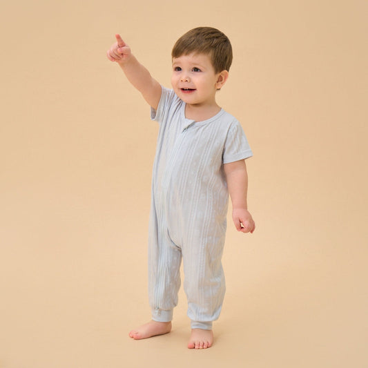 Little Plant Super Soft TENCEL™ Modal Jacquard 2-Way Zip Play & Sleep Pajama - Blue Bear