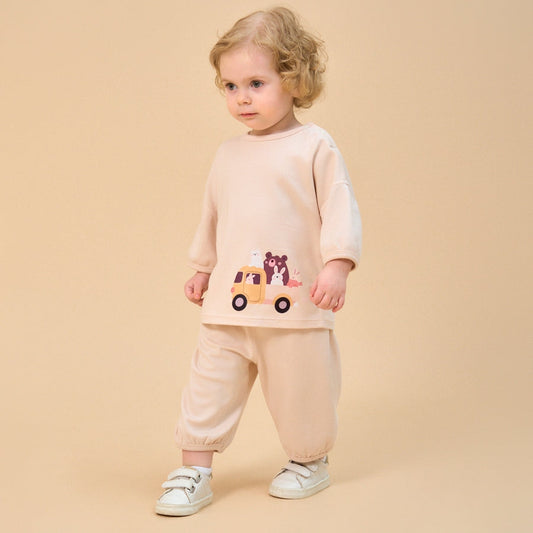 Little Plant Super Soft TENCEL™ Modal & Organic Cotton 2-Piece Pullover & Pants Set - Animal Friends Car