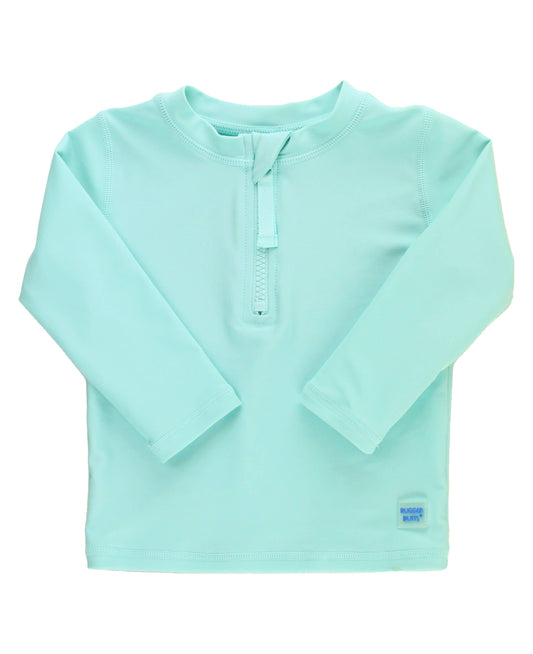 Boys Vintage Aqua Long Sleeve Zipper Rash Guard