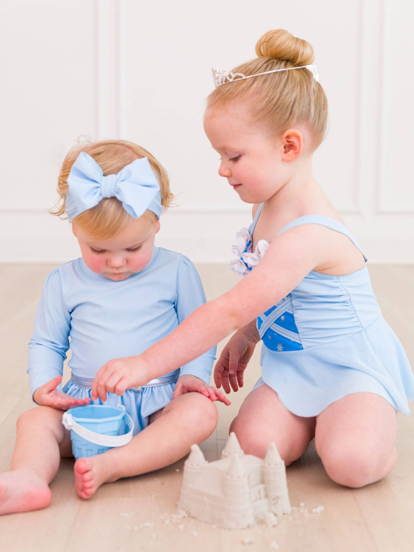 Girls Crystal Blue Princess Dress-Up One Piece Swimsuit