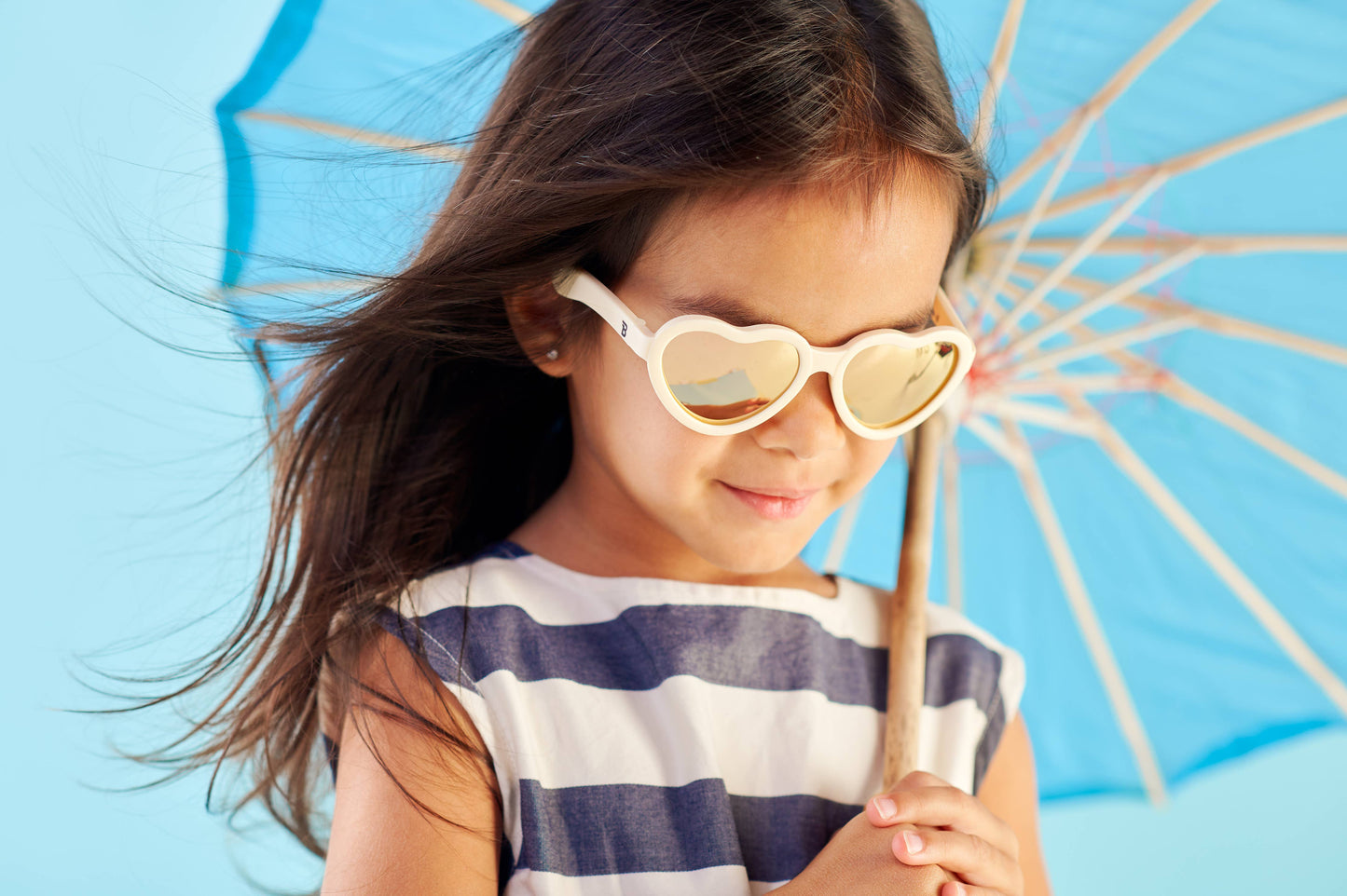 Sweet Cream Polarized Heart Sunglasses with Mirrored Lens