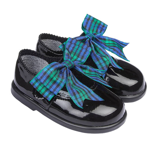 H975 Baypods First Walker Button fastening with Tartan Bows