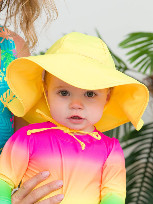 Kids Neon Yellow Sun Protective Hat