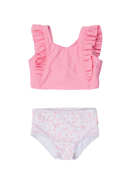 Girls By the Seaside Waterfall Tankini 2-Piece Swimsuit with Signature Rear Ruffles