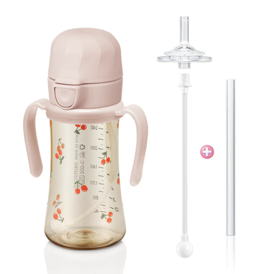 Grosmimi PPSU Straw Cup with Flip Top & Weight - 10oz (300ml